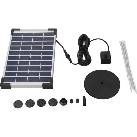 Kit de Pompe à Eau Solaire 5W, Hauteur 75cm, Relevage 180cm, Fontaine Solaire Efficace avec 6 Buses pour Jardin Extérieur, DC 10V (1/5)