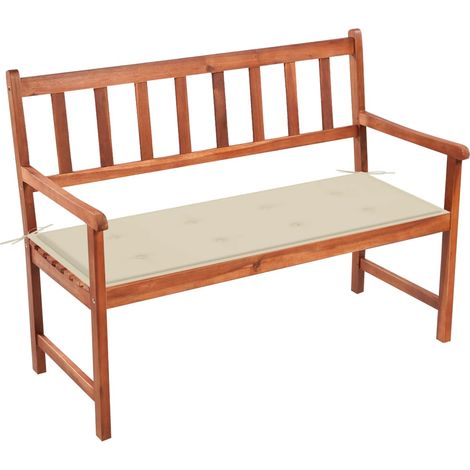 Banc de jardin avec coussin 120 cm Bois d'acacia massif