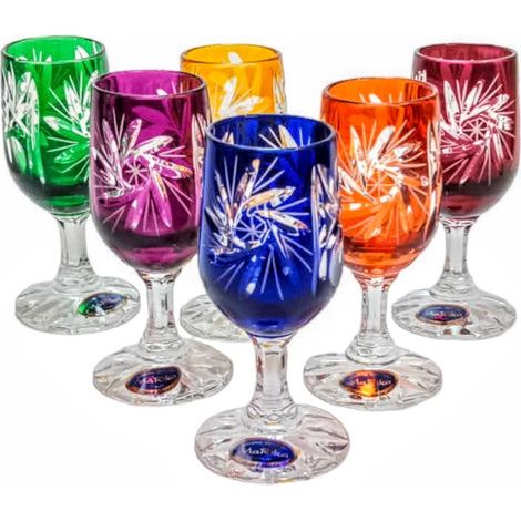 Copas de vodka de cristal MaRika de colores de 25 ml. Molinillo de aceitunas. (1/5)