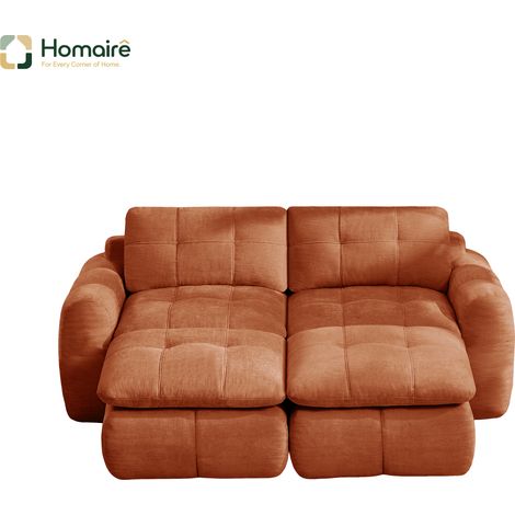 Canapé modulable en chenille orange avec accoudoirs 194 x 160 x 68 cm HOMAIRE (1/5)