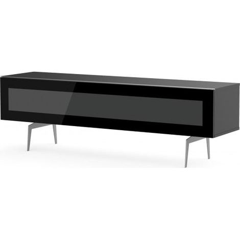Meuble TV verre infrarouge et mélaminé noir pieds métal Sydney 160 cm (1/5)