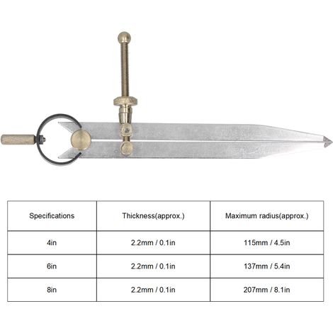 Jauge d'espacement, compas d'ajusteur, outil de travail du bois, outil de traçage de bordure, outils pour le cuir 8" (1/5)