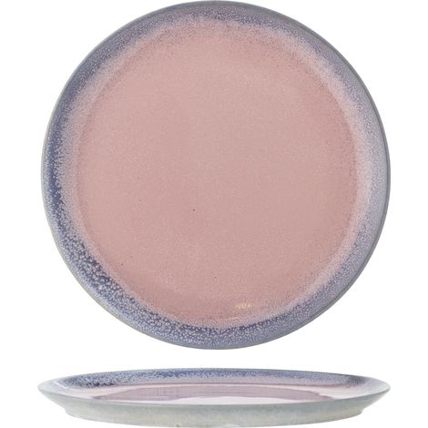 Assiette en grès Motif rose 26,5 x 2 cm (1/4)