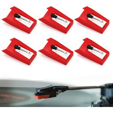 Ensemble de 6 platines vinyles, aiguilles de platine vinyle, cellules, platines vinyles, platines vinyles, aiguille pour platine vinyle (rouge) (1/5)