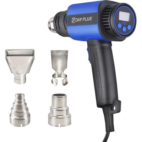 Professional Hot Air Gun with 12 Modes Adjustable Temperature 50-600 ��, 4 Nozzles with Scraper, Memory Function for DIY, Stripping Paint, Shrinking PVC and Home Improvement (1/5)