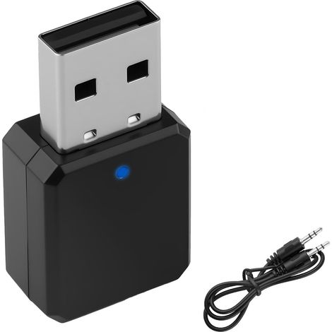 Adaptateur Bluetooth USB 5.1 Voiture AUX/USB Double Sortie Plug and Play Récepteur Bluetooth avec Câble Audio 3,5 mm pour Autoradio Enceinte Haut Parleur Amplificateur, Appel Mains Libres (1/5)