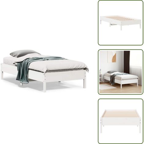 - vidaXL Letto senza Materasso Bianco 75x190 in Legno Massello di Pino -