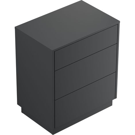 Design Nachttisch Lux L 60cm stehend, 3 Pushauszüge Grafit (1/5)