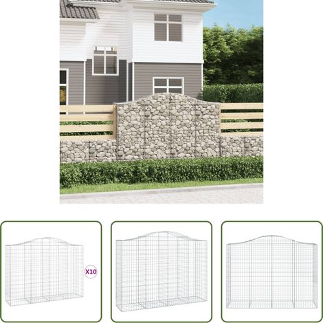 Schalldämmung -  Gabionen mit Hochbogen 10Stk. 200x50x140/160cm Verzinktes Eisen (1/5)