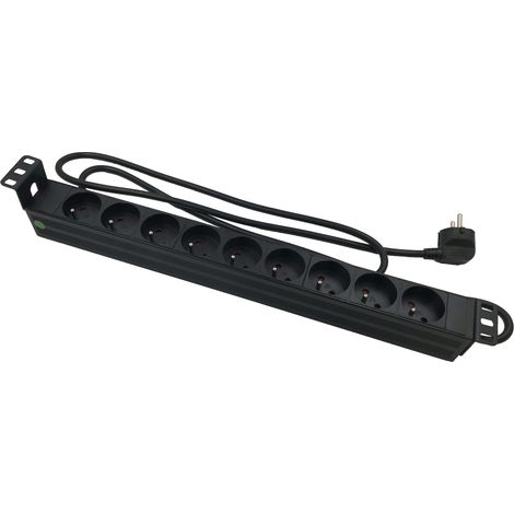 Multiprise 9 prises sans interrupteur pour coffret et baie 19"