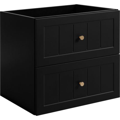 Rodan Badschrank 80 cm, Weiß Matt und Holz, 46 x 80 x 57 cm, geriffelte Türen, ohne Waschtischplatte, 2 Ablagen, feuchtraumgeeignet