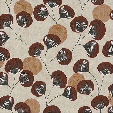 Country style wallpaper wall Profhome 791514 hot embossed non-woven wallpaper slightly textured with floral ornaments matt beige chestnut brown black white 5,33 m2 (1/5)