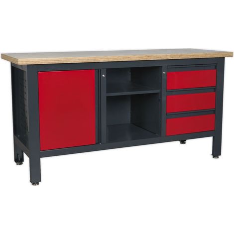 Sealey Workbench with 3 Drawers, 1 Cupboard & Open Storage AP1905B