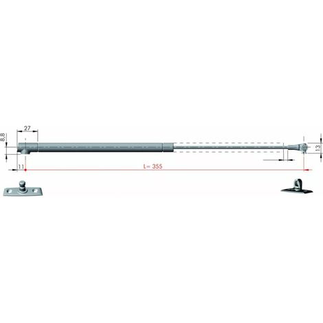 VERIN P/ABATTANT K12 LG 355 MM AVEC FIXATIONS FACADE/CAISSON