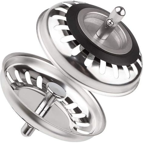 Juego de 2 tapones de acero inoxidable para fregadero de cocina, colador universal de 79,3 mm para fregadero de cocina y baño. (1/5)