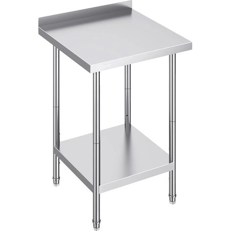 Table de préparation, pieds réglables, haute capacité de charge, Acier inoxydable (1/2)