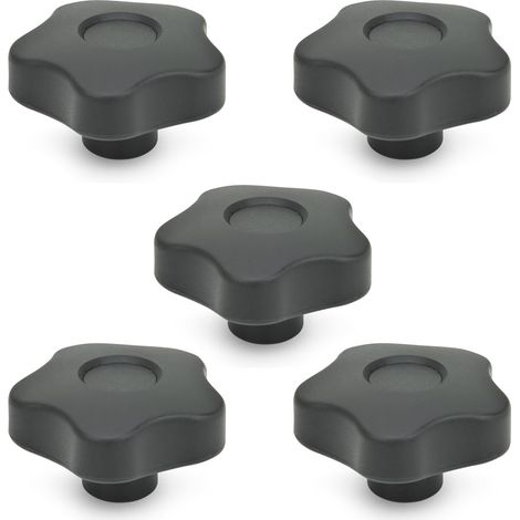 Poignée étoile écrou de poignée GN 5337.2-50-M8-E 5 pièces plastique avec douille en laiton poignée 50 mm filetage M8 (1/3)