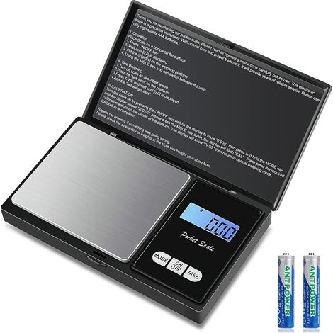 Präzisionswaage (500 g/0,01 g) – Taschenformat mit hintergrundbeleuchtetem LCD-Display (7 Einheiten) – Kleine, hochpräzise Schmuck- und Küchenwaage – Digital mit Tara-Funktion (1/5)
