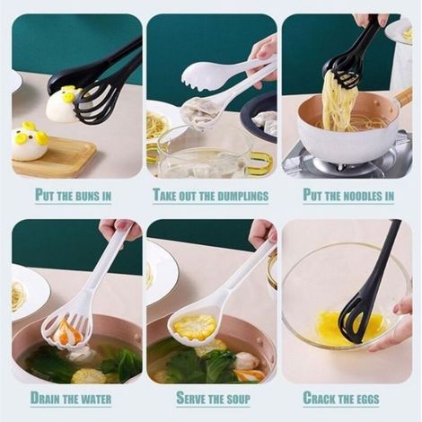 Couverts à Salade, Couverts à Salade Noir Deux pièces, Couverts de Service et Pince à Salade Plastiques, Cuillère à Salade, pour C (1/5)