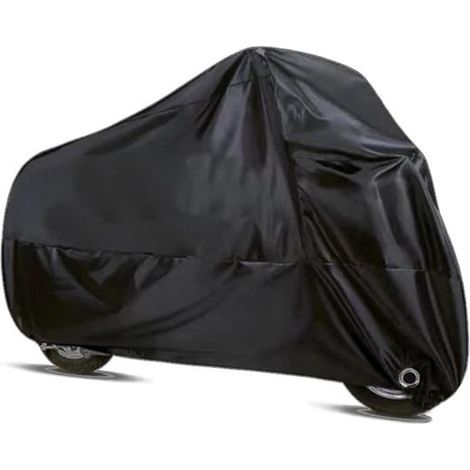 Housse de moto - Housse de scooter - Avec sac de rangement - Pour l'extérieur et l'intérieur - Étanche à l'eau et à la poussière - 265 x 105 x 125 cm - Zwart - Polyester 190T - Universelle - Pour moto (1/5)