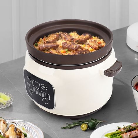 Pentola elettrica multifunzione in ceramica da 3,8 litri con timer 24 ore e funzione di mantenimento in caldo - Fornello [Pentola elettrica] + [Fornello in ceramica] + [280W] + [Timer 24 ore] (1/4)