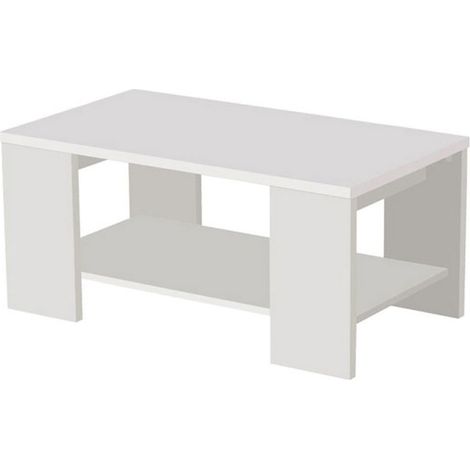 Couchtisch Piraino, ein Fach, rechteckig, Platte aus edlem Holz, 90,5x50,5x41,5h cm, weiß