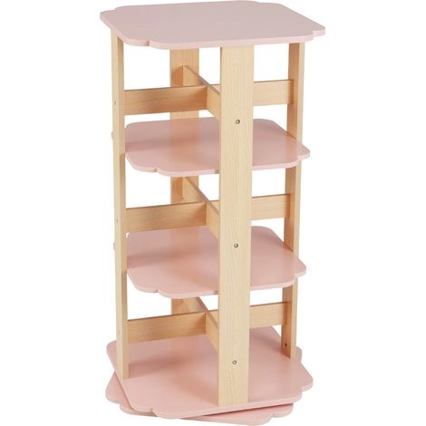 Libreria girevole per bambini 48 x 48 x 95,5 cm facile accesso 3 livelli design giocoso in MDF rosa 200010711
