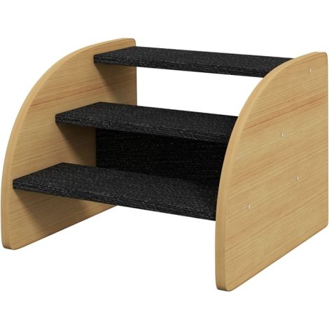Scaletta per animali domestici, scaletta per cani, 3 gradini, cane di piccola taglia, 38,5 cm x 38,5 cm x 30 cm, rovere + nero, in loco (1/5)