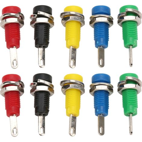 5er-Packung 2-mm-Bananenstecker zum Löten, 5 Farben, 30 V AC – 60 V DC/10 A max., Federkontaktbuchse für USV, Boote (1/5)