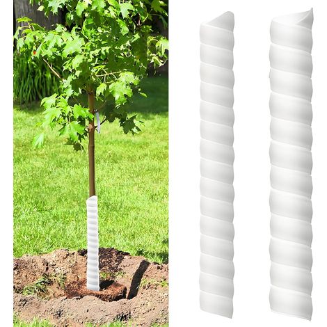 Lot de 2 Protection de Tronc d'arbre en Spirale 40CM de Hauteur Protections d'arbre en Plastique 2 Tailles Tube Protecteur de Arbre d'Enveloppe d'Écorce Contre Les Animaux Sauvages (Blanc) (1/5)