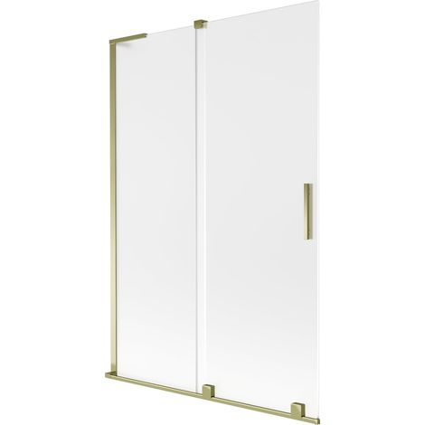 Mexen Velar L paratia per vasca da bagno scorrevole a 2 ante 120 x 150 cm, satinato, oro - 896-120-003-31-50 (1/5)