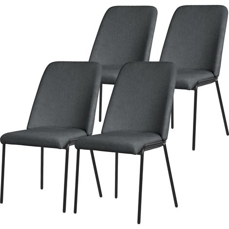ML-Design Juego 4x Sillas de Comedor Antracita Poliéster Tapizado con Patas de Metal Asiento Acolchado con Respaldo Diseño Atemporal Mueble Ergonómico Sillones para Cocina y Sala de Estar
