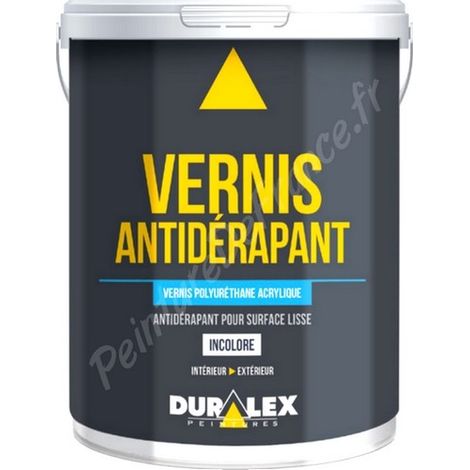 Vernis antidérapant hydro incolore satin 1L – Excellente dureté pour surfaces brutes ou peintes – Sèche en 2h, circulable en 4h – Duralex