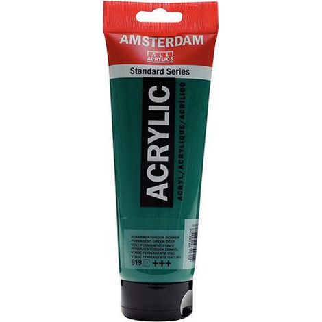 Peinture Acrylique en tube - Vert permanent foncé - 619 - Amsterdam - 250ml (1/2)