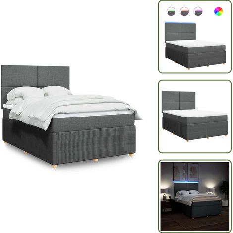 Sommier à lattes de lit avec matelas Gris foncé 140x190cm Tissu - Sommier À Lattes De Lit - Sommiers À Lattes De Lit - Lit - Meuble De Chambre À Coucher (1/5)