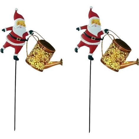 Set di due lanterne solari di Natale, annaffiatoio solare, luci natalizie da esterno impermeabili IP65, adatte per vialetti, patii e terrazze (toni caldi) (1/4)