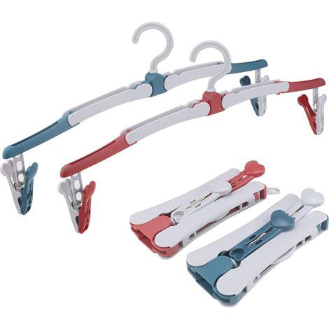 CCYKXA  4-Piece Non-Slip Swivel Folding Clothes Hanger Set with 8 Clips, for Travel, Outdoor Activities, and Camping (1/5)