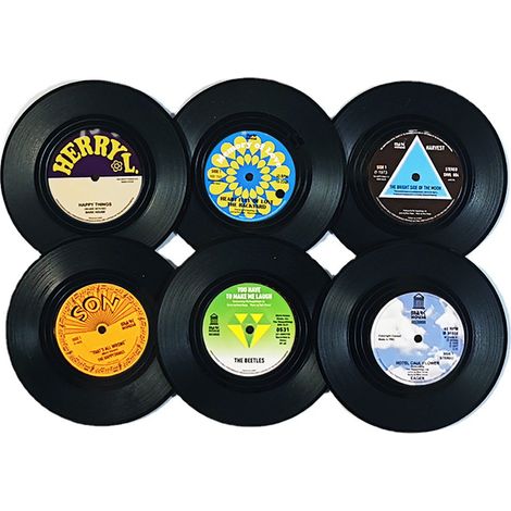 Sous-Verre Disque Vinyle - Antidérapant Arrière Caoutchouc - Matériau ABS Écologique - Pour Tasses Tasses À Café Verres Bière - Lot De 6 (1/5)