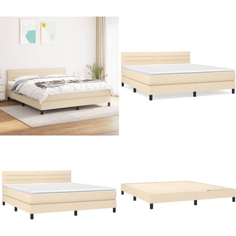 Boxspringbett mit Matratze Creme 160x200 cm Stoff - Boxspringbett - Doppelbett - Cremefarbenes Bett - Bettrahmen - Matratze - Home & Living (1/5)