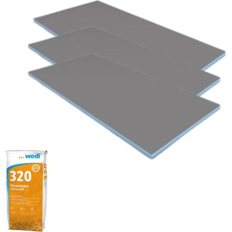 Pack 3 panneaux de construction WEDI 125 x 60 x 5 cm + colle à carrelage universelle 320