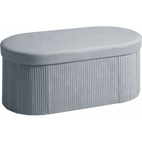 Banquette-pouf pliante avec espace de rangement intégré, revêtue de tissu velouté élégant, idéale pour salon – Dimensions : 76 x 38 x 35 cm – Gris foncé