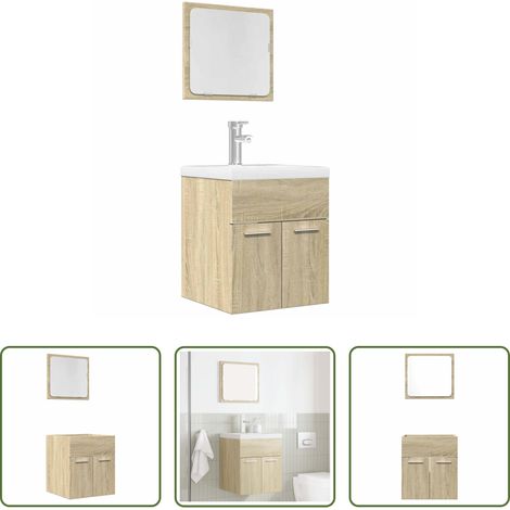 Ensemble salle de bain - Ensemble de meubles de salle de bain 2 pcs chêne sonoma (1/5)