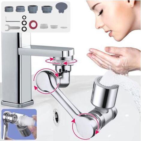 Ahlsen Robinet à rallonge pivotant à 1080° Nouveau robinet multifonctionnel à jet réglable avec noyau en céramique, robinet aéré avec adaptateur 2 modes, cartouche filtrante avec vue dégagée (1/5)