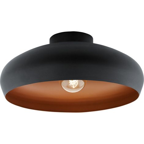 EGLO plafoniera Mogano, plafoniera uno punto luce, industriale, vintage, in acciaio, lampada soggiorno in nero, rame, lampada cucina, plafoniera ingresso con attacco E27 (1/4)