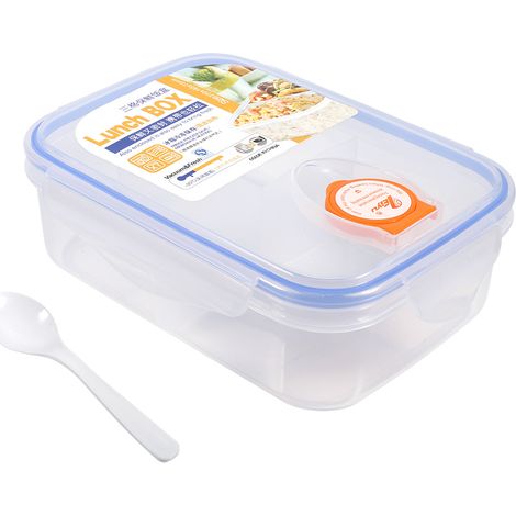 Boîte De Rangement Réfrigérateur - 2 Compartiments - PP Et Silicone - Étanche - Pour Aliments Frais Ou Préparés - Bleu - 20 x 15 x 6,5 cm - 1 Pièce (1/2)