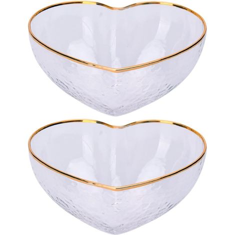 Lot de 2 Saladiers en Verre de Cœur Petits Bols Décoratifs Transparents pour Fruits et Salades Vaisselle en Verre Cuisine et Maison Récipients à Fruits Élégants et Pratiques (1/5)