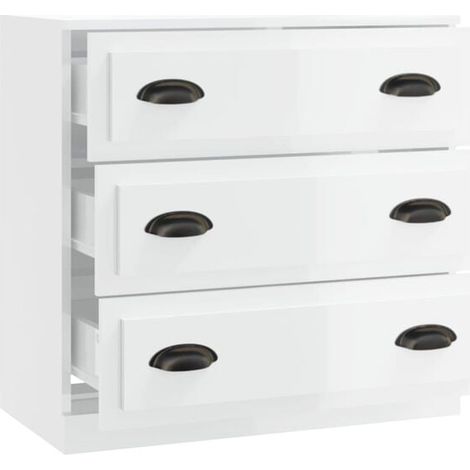 Buffet de Cuisine Blanc Laqué 70x35,5x67,5 cm - Meuble Rangement Moderne en Bois d'Ingénierie avec Finition Brillante pour Salle à Manger et Salon (1/5)