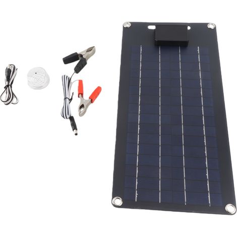 Ortviai Panneau Solaire 50 W 12 V Monocristallin Noir avec Double Port USB pour Voiture et Smartphone