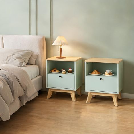 Table de chevet coloris light vert en MDF 40 x 40 x 55 cm (1/5)