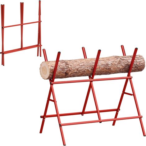 Tréteau pliant - HOMCOM - hauteur et largeur réglables, structure en A avec verrouillage - 102,5 x 71 x 101 cm - rouge (1/5)
